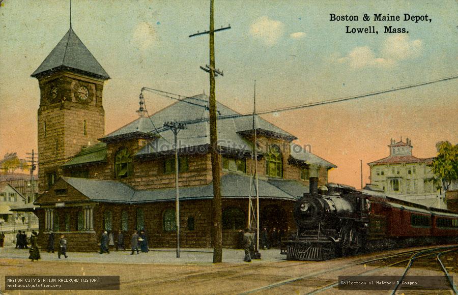 Postcard: Boston & Maine Depot, Lowell, Massachusetts